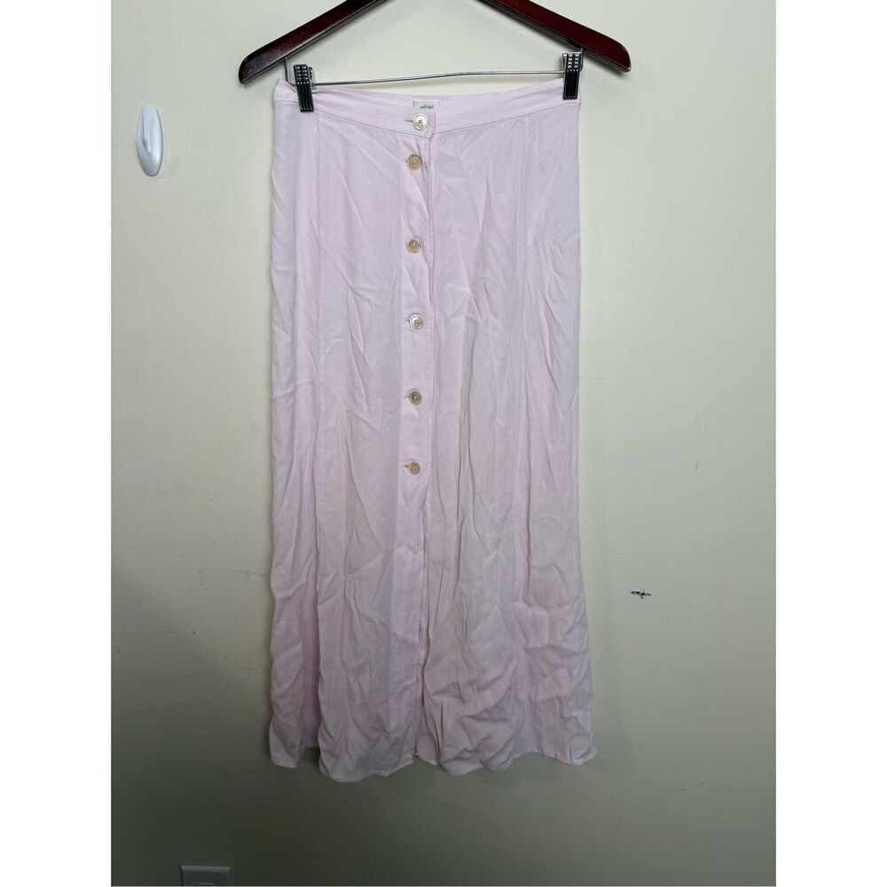 WILFRED | Aritzia Amelie Pastel Petal Pink Button Front Midi Skirt Small Romanti